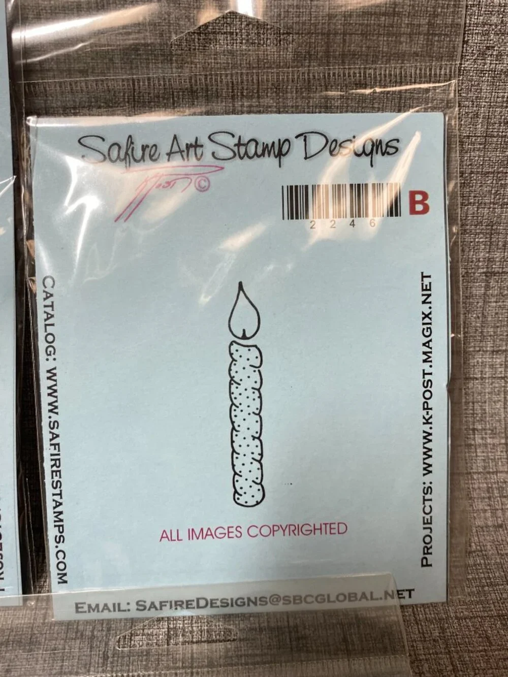 UNIQUE VTG Rubber Stamps Safire Designs & Acrylic Block 8pc Lot NEW OLD STOCK